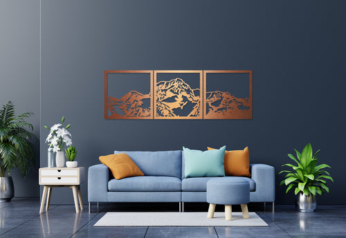 Mt Cook, Mount Cook, Aorangi Brushed Copper ACM Wall Art in the home made by Good.Kiwi