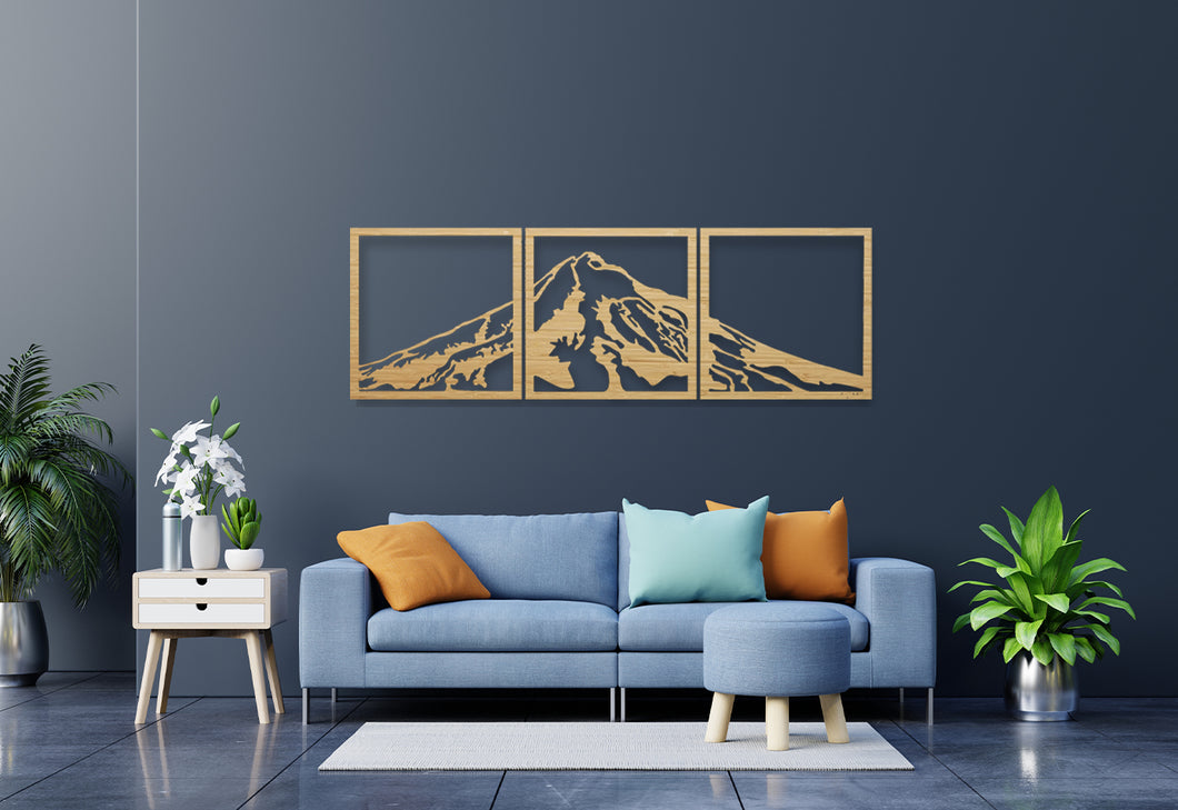 Mt Egmont/Mt Taranaki Bamboo Wall Art in the home made by Good.Kiwi