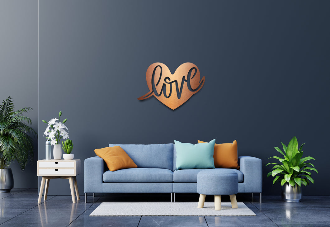 LOVE Heart Wall Art, Copper ACM