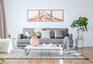 Mt Egmont/Mt Taranaki Brushed Copper ACM Wall Art in the home made by Good.Kiwi